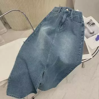 Весна 2024 г. Женская джинсовая юбка А-силуэта с высокой талией S