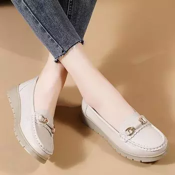 Весна 2024 г., женская повседневная обувь на мягкой подошве – лоферы Doudou на танкетке в корейском стиле 36 серый