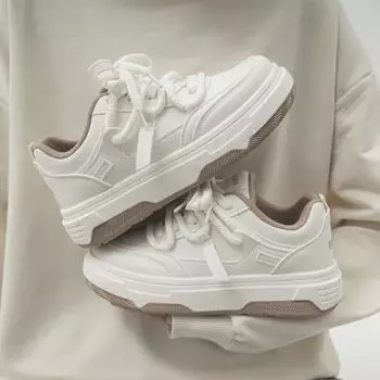 Весна 2024 г., женские белые модные кроссовки на толстой подошве — повседневные и универсальные 36 белый/чёрный