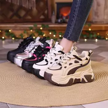 Весна 2024 г. Женские туфли для пап из натуральной кожи: Универсальные, увеличивающие рост, с толстой подошвой, стильные и популярные. 37