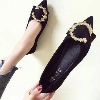 Весна 2024 г. Женские туфли Single-Step Comfort с плоскими металлическими бусинами 35 чёрный