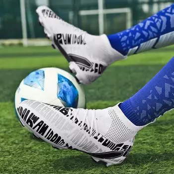 Весна 2024 года, новая корейская версия трендовых мужских и женских футбольных кроссовок для молодых студентов с высоким верхом и длинными ногтями, персонализированные футбольные кроссовки большого размера 31