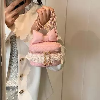 Весна 2024 года, новая кружевная мини-сумка для детей и родителей с цепочкой в виде помады Xiaoxiangfeng бежевый