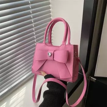 Весна 2024 года, новая модная иностранная повседневная сумка-мессенджер, в этом году популярная маленькая сумка с бантом, женская модная сумочка чёрный