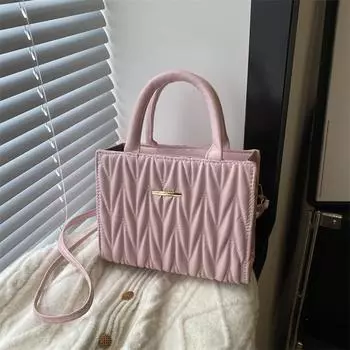 Весна 2024 года, новая однотонная сумка, сумка-мессенджер через плечо в иностранном стиле, модная и повседневная маленькая квадратная сумка, женская сумка чёрный