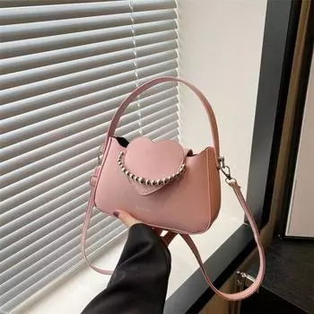 Весна 2024 года, новая женская сумка с бисером, красивая, индивидуальная, с милым сердечком, переносная сумка через плечо чёрный