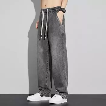 Весна 2024 года, новые американские ретро-джинсы, мужские прямые свободные модные брендовые повседневные широкие длинные брюки M