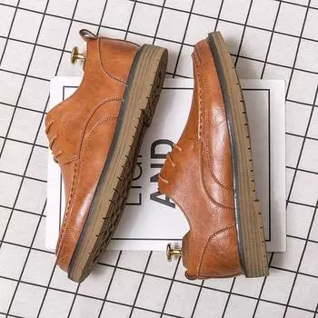 Весна 2024 года, новые деловые кожаные туфли на шнуровке, мужские кожаные туфли большого размера, мужская обувь, корейская версия персонализированных кожаных туфель 37