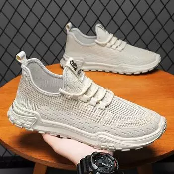 Весна 2024 года, новые дышащие легкие повседневные спортивные туфли с мягкой подошвой, модные мужские универсальные сетчатые туфли 39