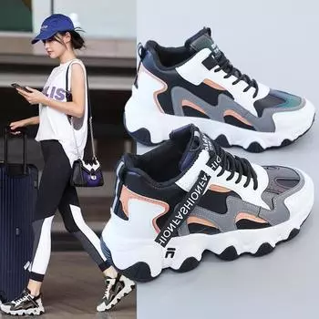 Весна 2024 года, новые дышащие модные универсальные спортивные туфли, повседневные кроссовки для женщин в разных цветах 35 бежевый