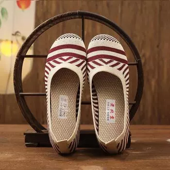 Весна 2024 года, новые модные туфли-лодочки с квадратным носком и летящим переплетением для женщин - дышащая обувь из старой пекинской ткани с мягкой подошвой Mom Hanfu 39 кларет