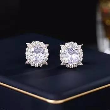 Весна 2024 года, новые серьги-гвоздики из серебра 925 пробы, простые и универсальные, темпераментные, супер яркие, инкрустированные цирконием, высококачественные серьги-гвоздики розовый