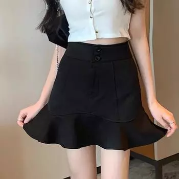 Весна 2024 Юбка-рыбий хвост с высокой талией - женская облегающая юбка А-силуэта корейской моды XS