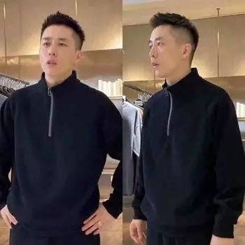 Весна 2024 мужской свитер пэчворк разных цветов приятная для кожи ткань модный универсальный топ повседневная рубашка с длинными рукавами M армия зеленый