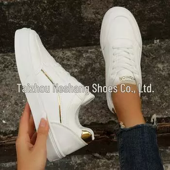Весна 2024 Новые женские повседневные кроссовки большого размера Flat White - Популярная женская обувь 38 серебряный