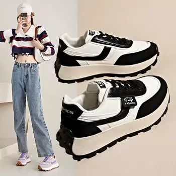 Весна 2025 г., модные корейские кроссовки на толстой подошве для студенток G6803 35 грязно-белый