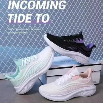 Весна 2025 г., новые сверхлегкие кроссовки для бега, спортивная женская обувь, сетчатая, нескользящая, дышащая, с мягкой подошвой, легкая, повседневная обувь 39 розовый