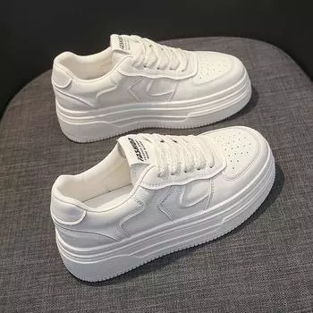 Весна 2025 г. Универсальные женские повседневные спортивные кроссовки на толстой подошве, увеличивающие рост 35 белый