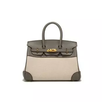 Весна 2025 г. Женская сумка через плечо из кожи и холста контрастного цвета