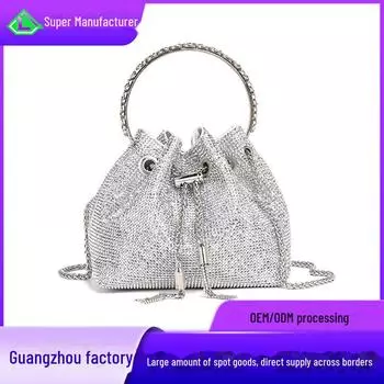Весна 2025 г. Женская сумка через плечо со стразами и цепочкой – корейская модная вечерняя сумочка 17cm