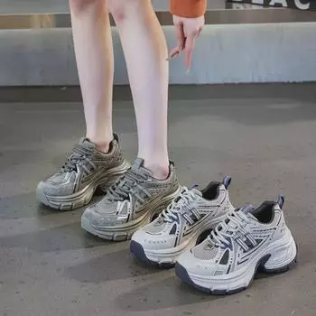 Весна 2025 г. Женские кроссовки на массивной платформе — стройнящая, универсальная, повседневная спортивная обувь 39 синий