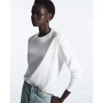 Весна 2025 года, белая хлопковая футболка с круглым вырезом и длинными рукавами Large белый