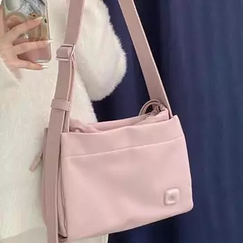 Весна 2025 года, большая вместительная сумка из мягкой кожи: Стильная сумка для студентов колледжей розовый