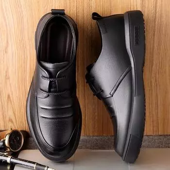 Весна 2025 года, кожаные туфли, мужские повседневные, износостойкие, мягкие, с круглым носком, дышащие, деловые, модельные туфли, мужские туфли для папы 38