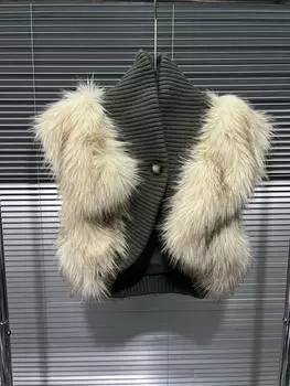 Весна 2025 года, модный брендовый трикотажный жилет из искусственного меха для женщин One Size