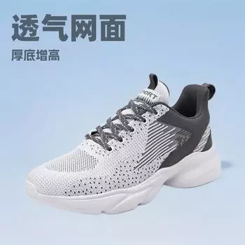 Весна 2025 года, мужская обувь больших размеров, спортивная обувь для активного отдыха на платформе, увеличивающая внутреннюю высоту, повседневная обувь, трендовая мужская дышащая сетчатая обувь 39 синий