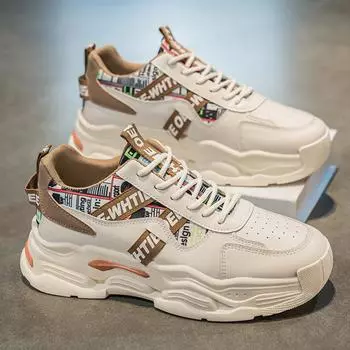 Весна 2025 года, мужская обувь, новые дышащие маленькие белые туфли, мужская модная универсальная спортивная обувь на платформе, повседневная обувь для папы 39