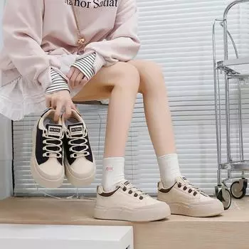 Весна 2025 года, новая корейская версия, дышащие маленькие белые туфли, женские низкие повседневные туфли на платформе, туфли-маффины GT8807 35 хаки