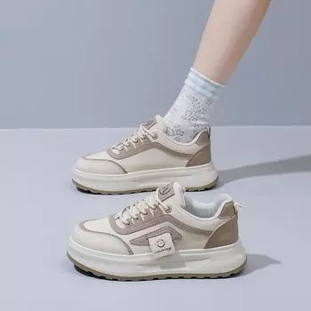 Весна 2025 года, новая корейская версия, дышащие маленькие белые туфли, женские низкие повседневные туфли на платформе, туфли-маффины Q5617 35 белый