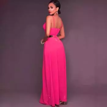 Весна 2025 года, новая женская одежда, сексуальный комбинезон без рукавов на подтяжках, брюки S розовый