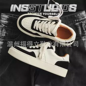 Весна 2025 года, новые белые туфли из коровьей кожи первого слоя, модная универсальная спортивная и повседневная мужская обувь, туфли на толстой подошве с увеличенным голенищем 39