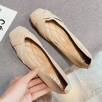 Весна 2025 года, новые французские туфли Xiaoxiangfeng, женские туфли Doudou с неглубоким воротом и плоской подошвой, мягкие и универсальные с юбками 35