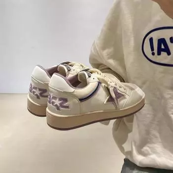 Весна 2025 года, новые модные милые туфли для скейтбординга, универсальные немецкие тренировочные туфли, повседневная обувь, женская обувь, одинарные туфли со шнуровкой и небольшими ножками 35 фиолетовый