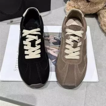 Весна 2025 года, новые мягкие туфли из матовой кожи, подходящие по цвету, удобные универсальные туфли на шнуровке с плоской подошвой в стиле ретро для скейтбординга, повседневная спортивная обувь 35 чёрный