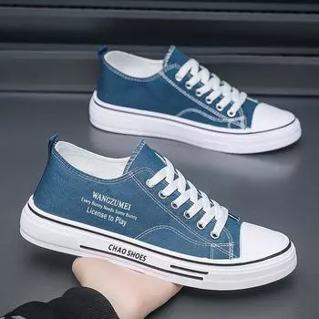 Весна 2025 года, новые мужские парусиновые туфли в гонконгском стиле, дышащая мужская обувь, модная универсальная трендовая повседневная обувь в студенческом стиле 39 чёрный