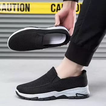 Весна 2025 года, новые мужские туфли с одной педалью, нескользящие, удобные, повседневные туфли, мужская спортивная обувь, мягкая подошва, круглая головка, одинарные туфли для мужчин 39 чёрный