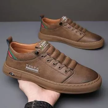 Весна 2025 года, новые повседневные мужские туфли с мягкой подошвой и мягким лицевым элементом, универсальные модные мужские туфли со шнуровкой, персонализированные мужские туфли для сноуборда 39 белый