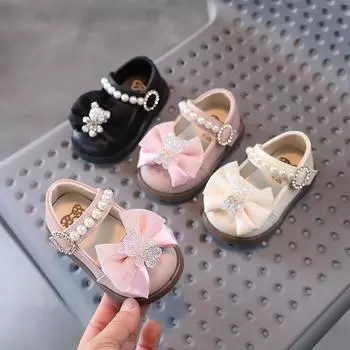 Весна 2025 года, новые туфли для девочек-принцесс 16 чёрный