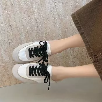 Весна 2025 года, новые туфли Muller на шнуровке, с одной педалью, на плоской подошве, классные тапочки, наружная сумка, полутапочки, женская партия 35 жёлтый