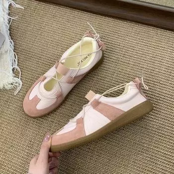 Весна 2025 года, новые женские туфли, ретро-спортивные туфли с круглым носком, серебристые, повседневные, универсальные, удобные, одинарные туфли для женщин 35 розовый