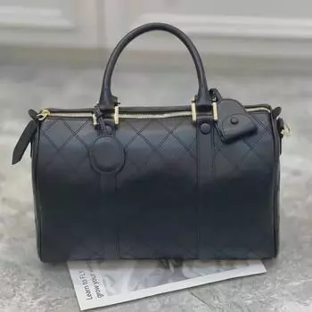 «Весна 2025, кожаная сумка Boston: Стильная, простая сумка через плечо и через плечо. чёрный