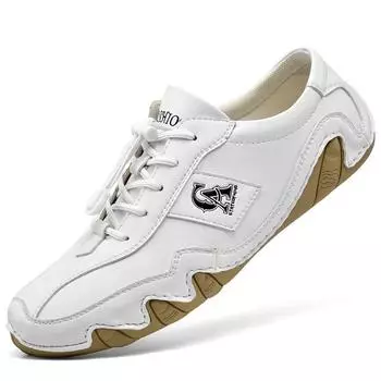 Весна 2025 новая кожаная повседневная дышащая обувь для вождения бини-осьминог мужская британская ленивая низкая повседневная обувь 38