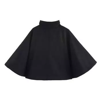 Весна 2025 новая женская одежда эффект замшевой текстуры водолазка накидка куртка XS чёрный