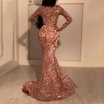 Весна 2025 Новое женское сексуальное платье с пайетками Petal Slim Fit Hip Wrap Банкетное вечернее платье S розовый