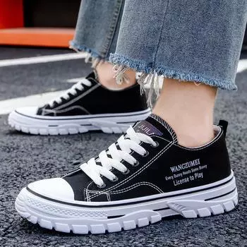 Весна 2025 Новые легкие дышащие низкие кроссовки для сёрфинга Модная парусиновая обувь 39 чёрный