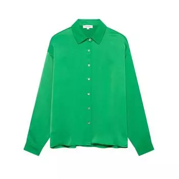 Весна 2025 Женская повседневная рубашка в европейском и американском стиле с драпировкой S зелёный
